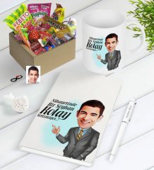 Kişiye Özel Bay Kolay Yetişmiyor Karikatürlü Nostaljik Lezzetler Defter Kalem Kupa Seti-2