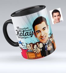 Kişiye Özel Bay Avukat Karikatürlü Siyah Kupa Bardak - 2