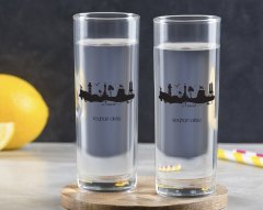 Kişiye Özel Renkli Baskılı İzmir Tasarımlı Turistik İkili Vodka Bardağı-3