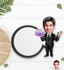 Kişiye Özel Erkek Doğum Günü Karikatürlü Ahşap Bardak Altlığı-2