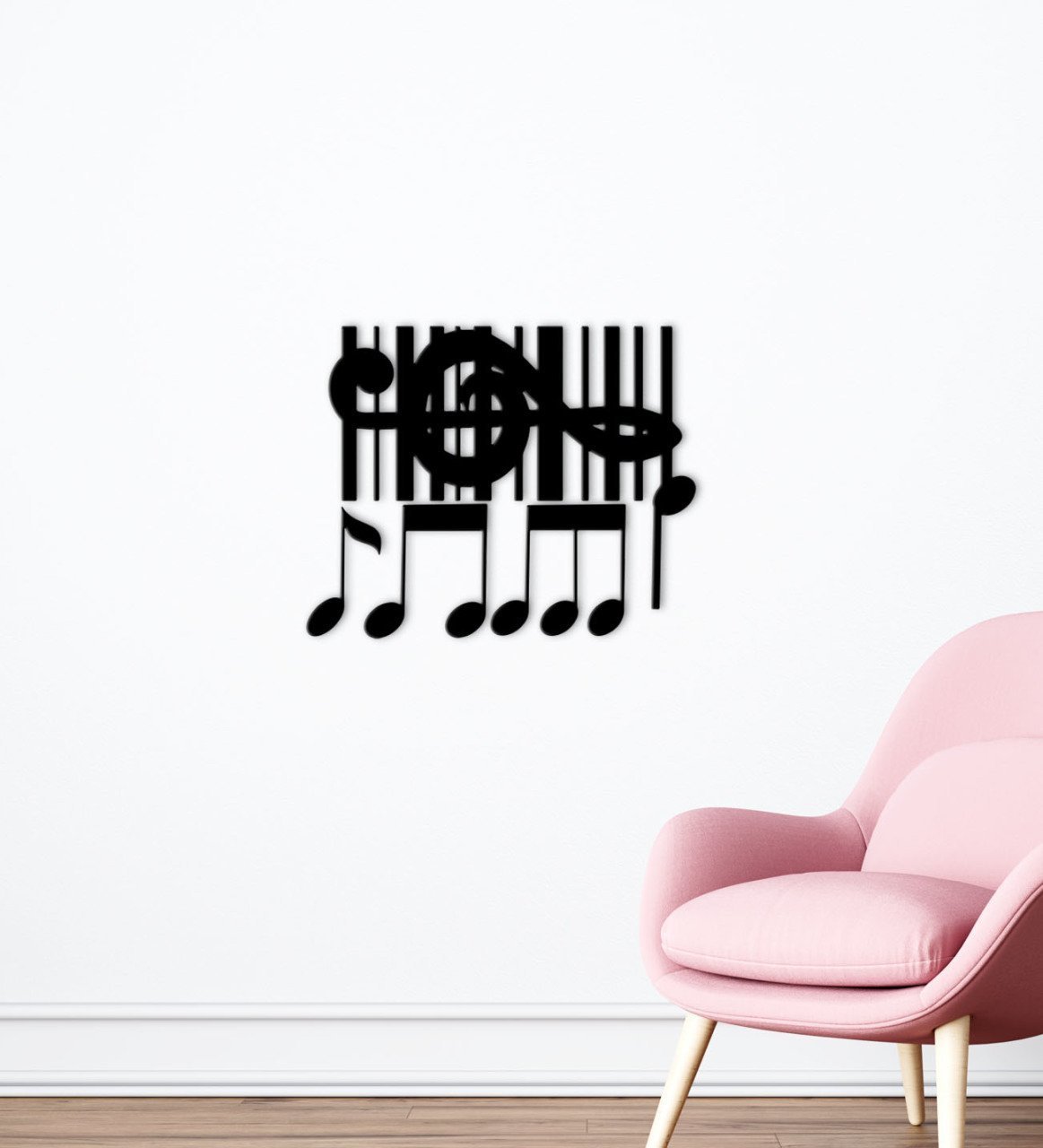 BK Home Müzik Notaları Tasarımlı Ahşap Duvar Süsü-8