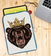 BK Gift Ayı Tasarımlı Taşınabilir Koruyucu Tablet Kılıfı & Organizer Çanta - Mavi-1