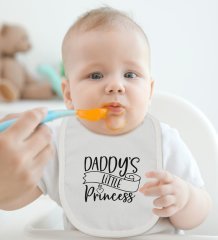 BK Kids Daddy's Little Princess Tasarımlı Bebek Body Zıbın ve Mama Önlüğü Hediye Seti - Model 1