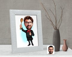 Kişiye Özel Erkek Masterchef Karikatürlü Dekoratif Çerçeve-1