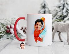 Bk Gift Kişiye Özel Basketbol Karikatürlü Kırmızı Kupa Bardak-4, Sevgiliye Hediye, Arkadaşa Hediye