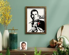 Kişiye Özel Godfather Baba Tasarımlı Doğal Masif Ahşap Çerçeveli Tablo 45x65cm-7