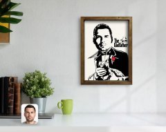 Kişiye Özel Godfather Baba Tasarımlı Doğal Masif Ahşap Çerçeveli Tablo 45x65cm-7