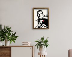 Kişiye Özel Godfather Baba Tasarımlı Doğal Masif Ahşap Çerçeveli Tablo 45x65cm-7