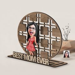 BK Gift Kişiye Özel 3 Katmanlı Anne Karikatürlü Ahşap Biblo-3, Anneye Hediye, Anneler Günü Hediyeleri