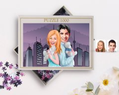 Kişiye Özel Sevgililer Karikatürlü 1000 Parça Profesyonel Puzzle-87