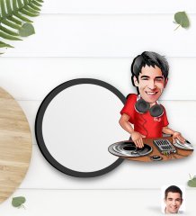 Kişiye Özel Erkek Dj Karikatürlü Ahşap Bardak Altlığı-1