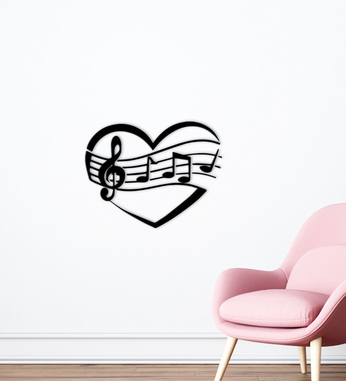BK Home Müzik Notaları Tasarımlı Ahşap Duvar Süsü-7