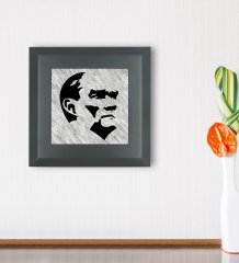 BK Gift Atatürk Tasarımlı Ahşap Çerçeveli Taş Duvar Dekoru-44