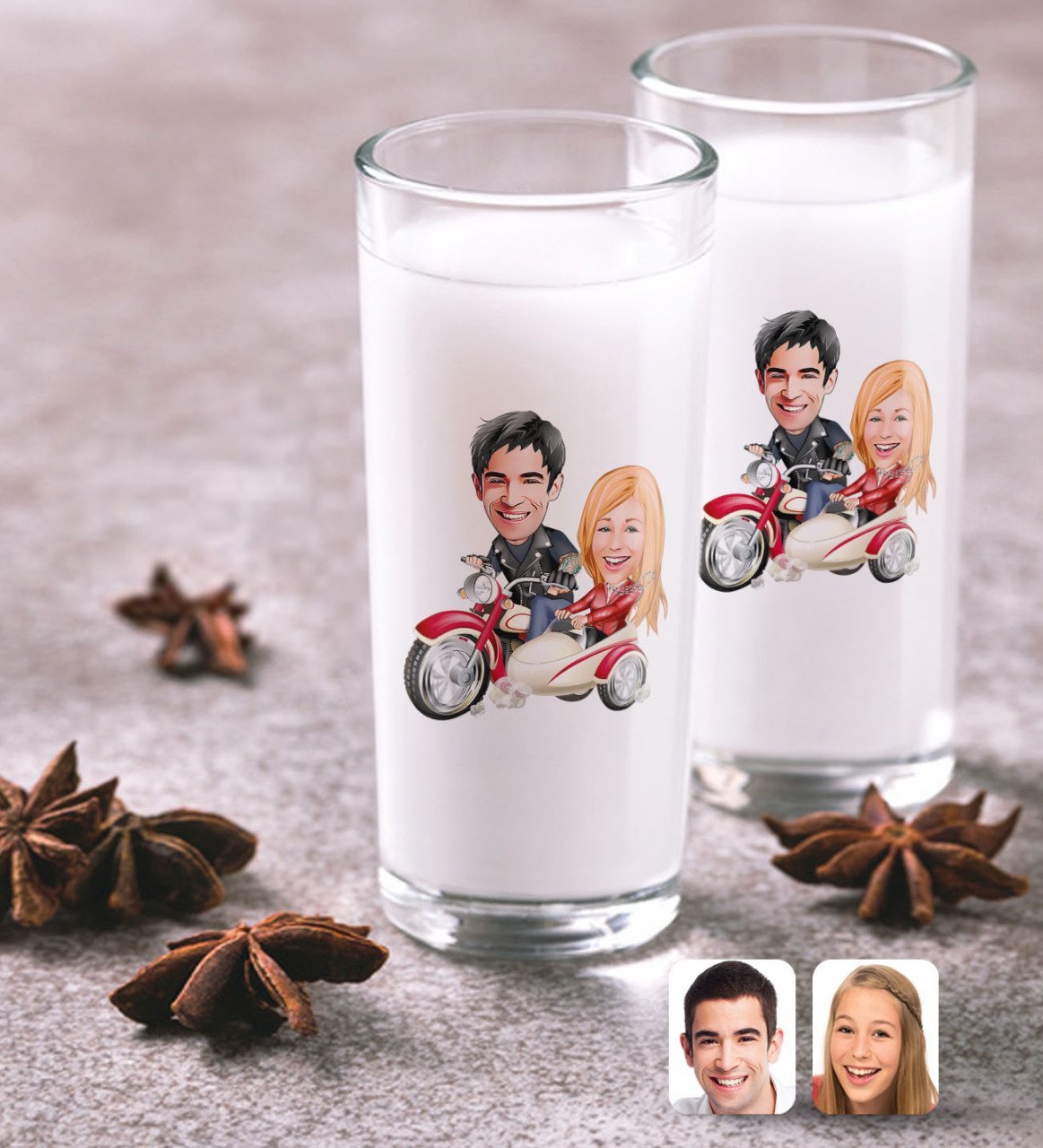 Kişiye Özel Sevgililer Karikatürlü İkili Rakı Bardağı Seti-12
