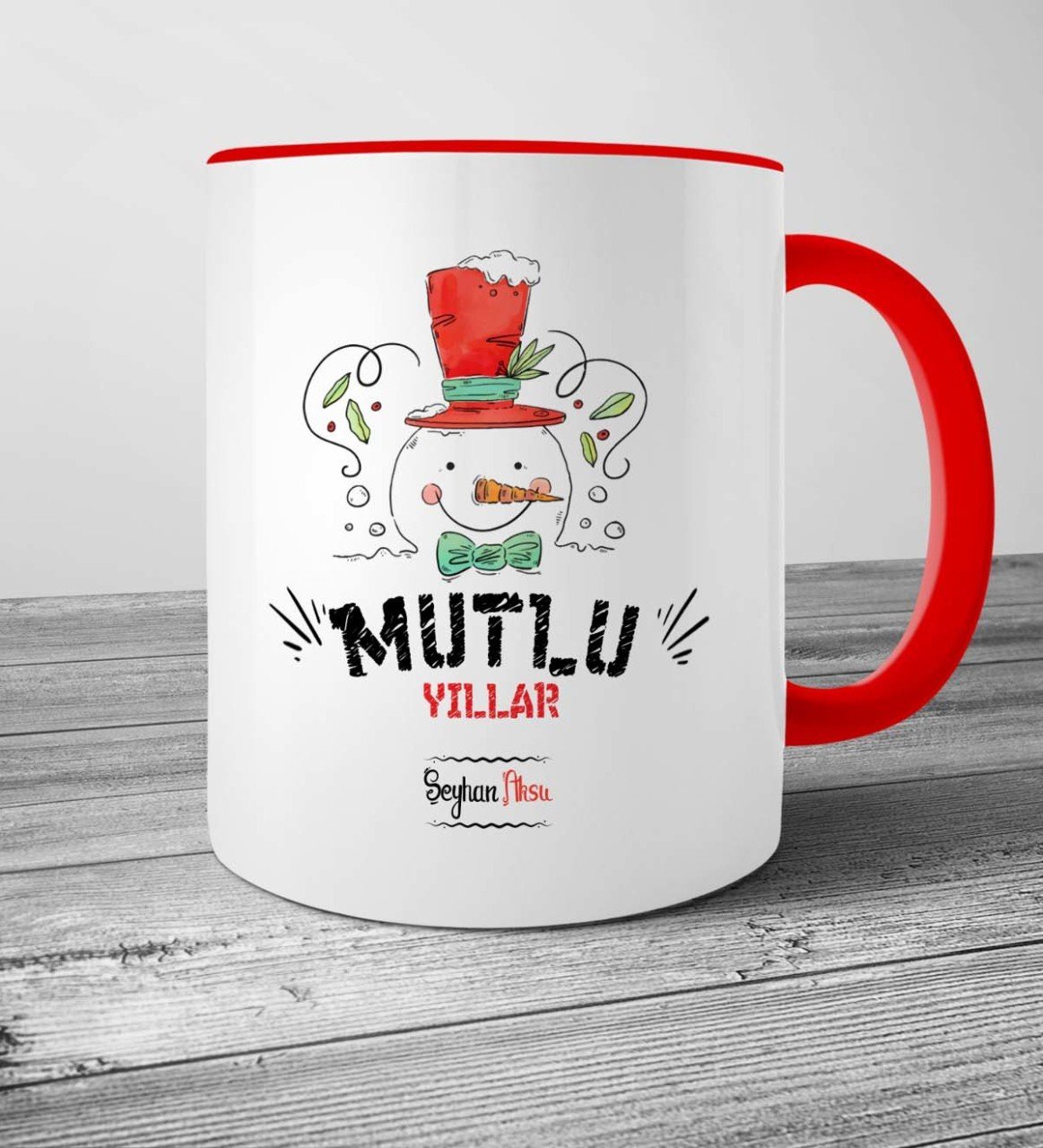 Kişiye Özel Mutlu Yıllar Kırmızı Kupa Bardak - 1
