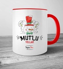 Kişiye Özel Mutlu Yıllar Kırmızı Kupa Bardak - 1