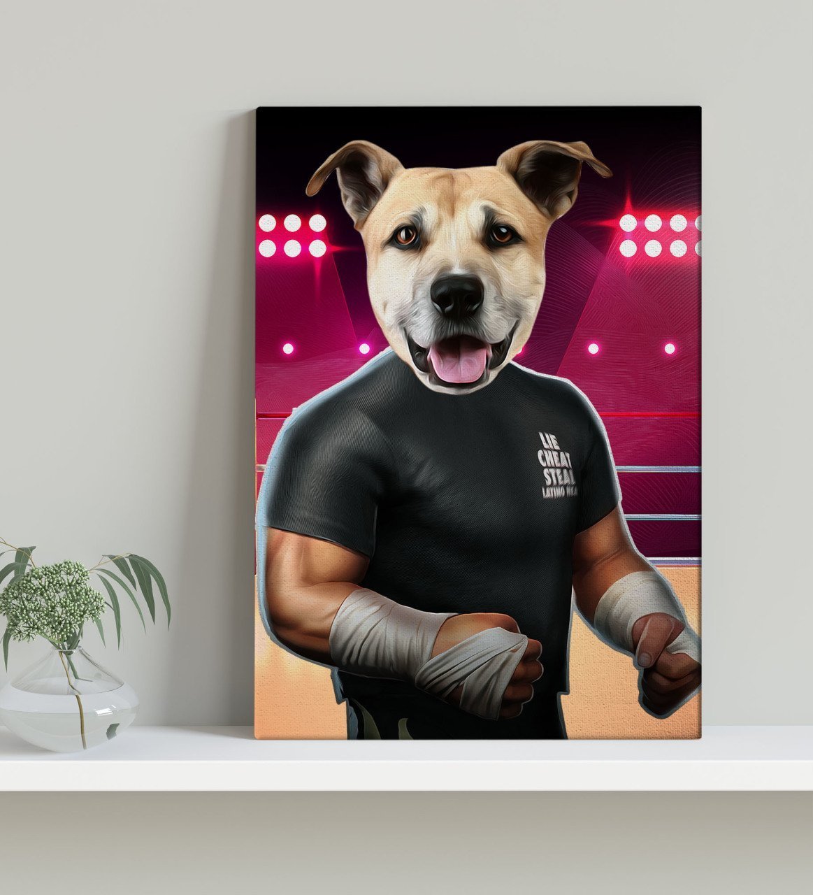 Evcil Dostlara Özel Wrestle Tasarımlı Portre Kanvas Tablo 30x50cm-2