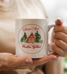Yılbaşı Hediyesi BK Gift Kişiye Özel Yeni Yıl Tasarımlı Beyaz Kupa Bardak ve Plakalı Nostaljik Vosvos Mum Hediye Seti-13, Sevgiliye, Arkadaşa Hediye