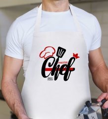 Kişiye Özel Master Chef Erkek Beyaz Mutfak Önlüğü - 3