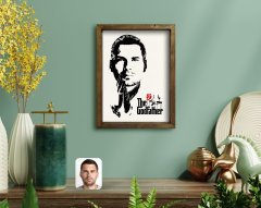Kişiye Özel Godfather Baba Tasarımlı Doğal Masif Ahşap Çerçeveli Tablo 45x65cm-6