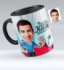 Kişiye Özel Bay Antrenör Karikatürlü Siyah Kupa Bardak - 1