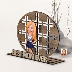BK Gift Kişiye Özel 3 Katmanlı Anne Karikatürlü Ahşap Biblo-2, Anneye Hediye, Anneler Günü Hediyeleri