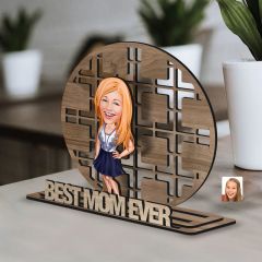 BK Gift Kişiye Özel 3 Katmanlı Anne Karikatürlü Ahşap Biblo-2, Anneye Hediye, Anneler Günü Hediyeleri