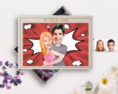 Kişiye Özel Sevgililer Karikatürlü 1000 Parça Profesyonel Puzzle-86