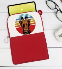 BK Gift Zürafa Tasarımlı Taşınabilir Koruyucu Tablet Kılıfı & Organizer Çanta - Kırmızı-1