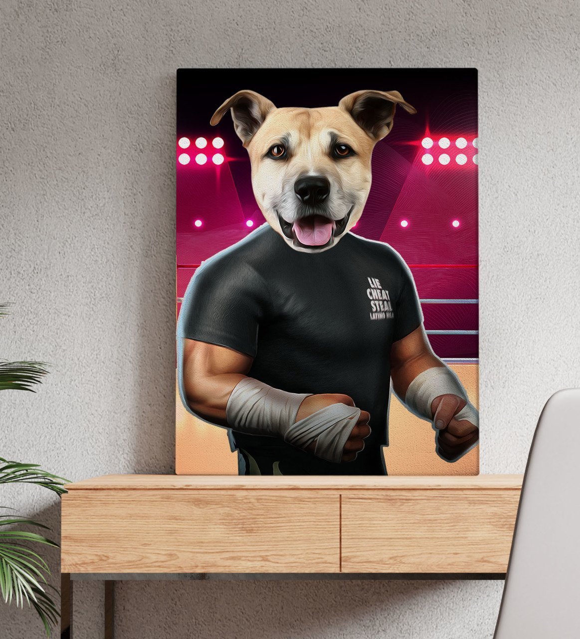Evcil Dostlara Özel Wrestle Tasarımlı Portre Kanvas Tablo 50x70cm-2