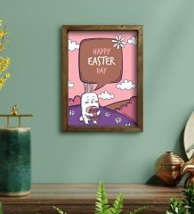 BK Gift Paskalya Bayramı Doğal Masif Ahşap Çerçeveli Tablo 45x65cm-7