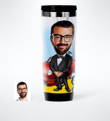 Kişiye Özel Bay Patron Karikatürlü Çelik Termos Bardak - 1