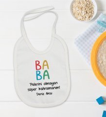 BK Kids Kişiye Özel Baba Tasarımlı Bebek Mama Önlüğü - Model 2