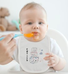 BK Kids Cuties Tasarımlı Bebek Body Zıbın ve Mama Önlüğü Hediye Seti - Model 1
