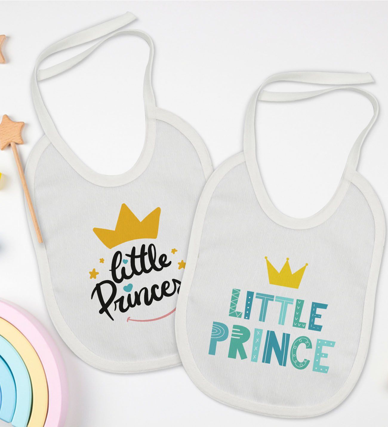 BK Kids Prince ve Princess Tasarımlı 2’li Beyaz Mama Önlüğü-1