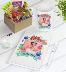 Kişiye Özel Fotoğraflı Doğum Günü Nostaljik Lezzetler Defter Kalem Kupa Seti-6