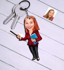 Kişiye Özel Bayan Öğretmen Karikatür Anahtarlık - 3