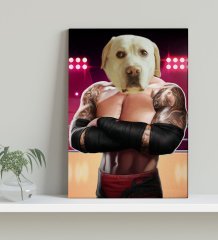 Evcil Dostlara Özel Wrestle Tasarımlı Portre Kanvas Tablo 30x50cm-1
