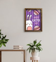 BK Gift Paskalya Bayramı Doğal Masif Ahşap Çerçeveli Tablo 45x65cm-6