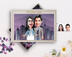 Kişiye Özel Sevgililer Karikatürlü 1000 Parça Profesyonel Puzzle-81
