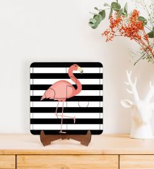 BK Gift Flamingo Tasarımlı Ahşap Standlı Puzzle Çerçeve-1