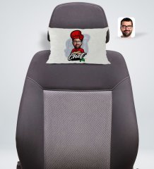 Kişiye Özel Erkek Chef Karikatürlü Dikdörtgen Araç Koltuk Yastığı-10