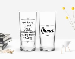Kişiye Özel Renkli Baskılı Ters Giden Bir Şey Yok Tasarımlı İkili Rakı Bardağı Seti-1