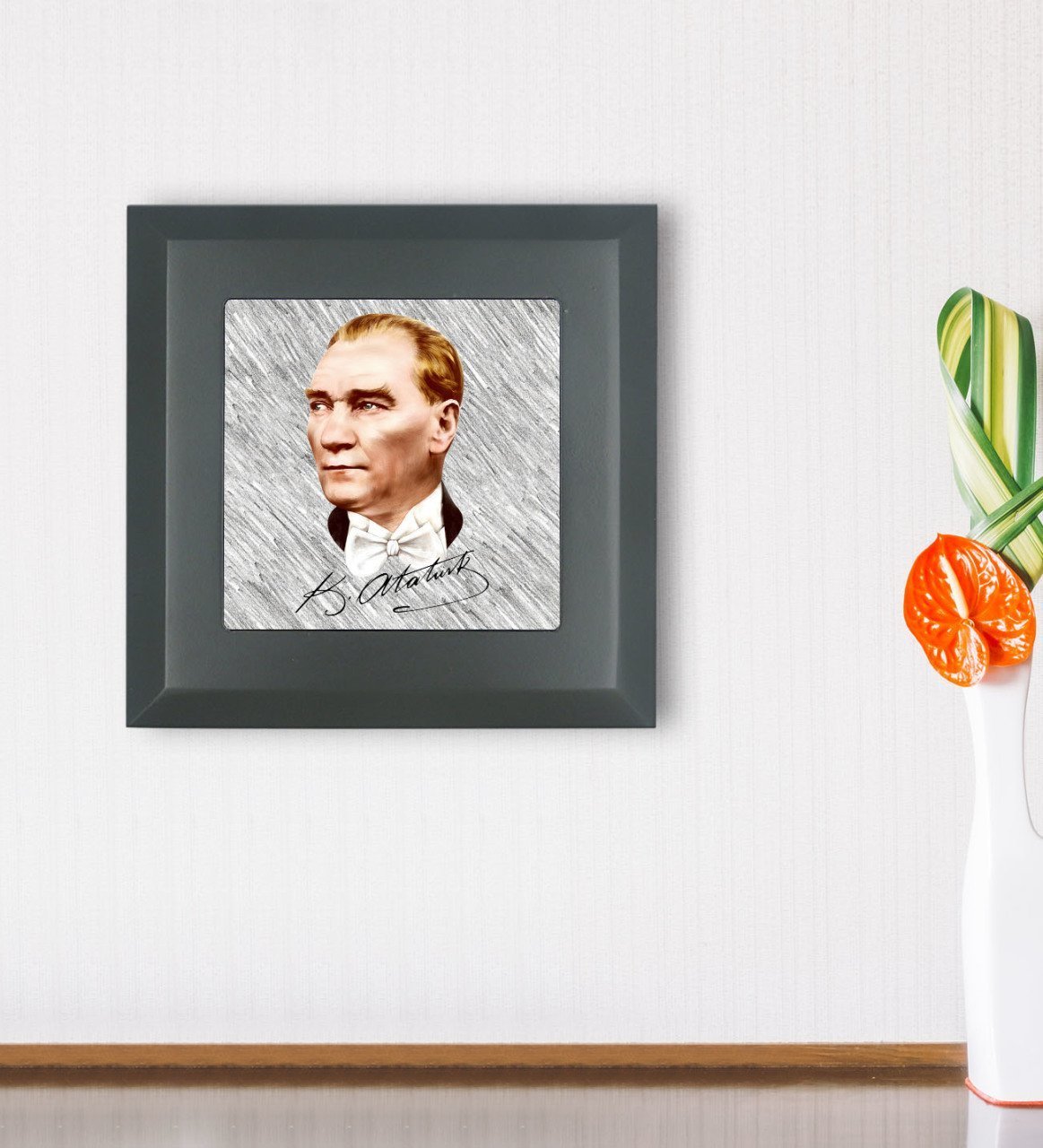 BK Gift Atatürk Tasarımlı Ahşap Çerçeveli Taş Duvar Dekoru-37