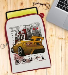 BK Gift Tokyo Route Tasarımlı Taşınabilir Koruyucu Tablet Kılıfı & Organizer Çanta - Kırmızı-1