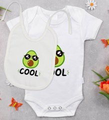 BK Kids Cool Tasarımlı Bebek Body Zıbın ve Mama Önlüğü Hediye Seti - Model 1