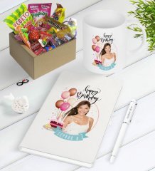 Kişiye Özel Fotoğraflı Doğum Günü Nostaljik Lezzetler Defter Kalem Kupa Seti-5