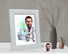 Kişiye Özel Erkek Kimya Öğretmeni Karikatürlü Dekoratif Çerçeve-2