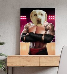 Evcil Dostlara Özel Wrestle Tasarımlı Portre Kanvas Tablo 50x70cm-1