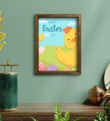 BK Gift Paskalya Bayramı Doğal Masif Ahşap Çerçeveli Tablo 45x65cm-5